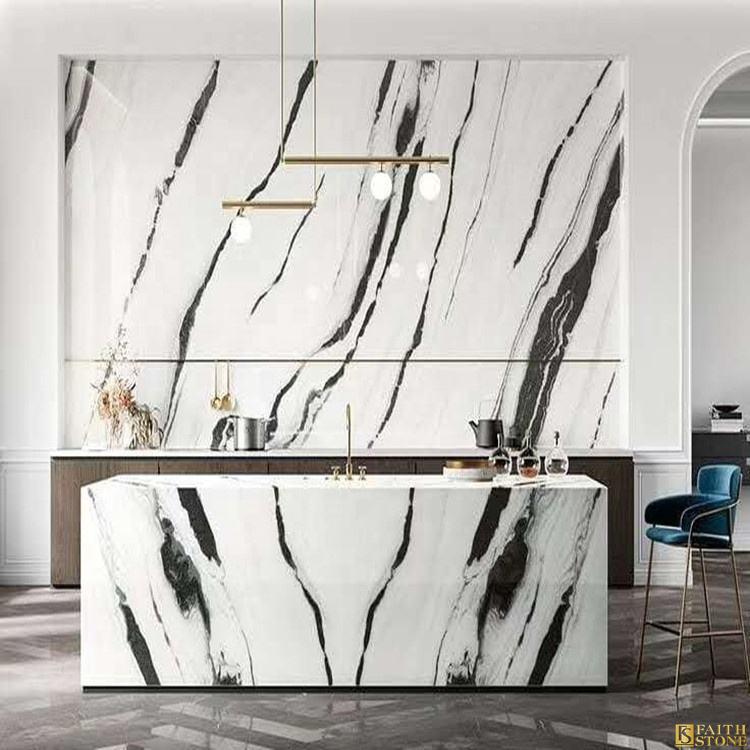 panda white marble featured wall