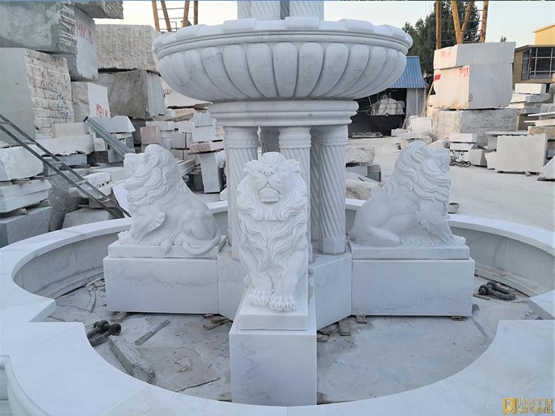 Marble Fountain with Lion Statue