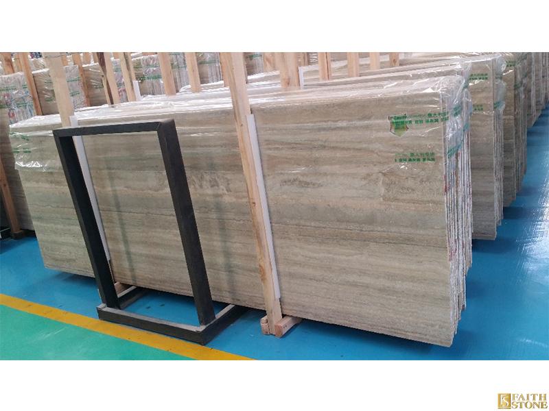 beige travertine slabs