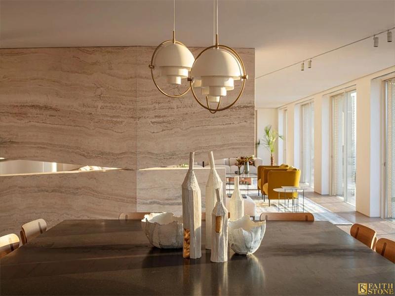 beige travertine slabs