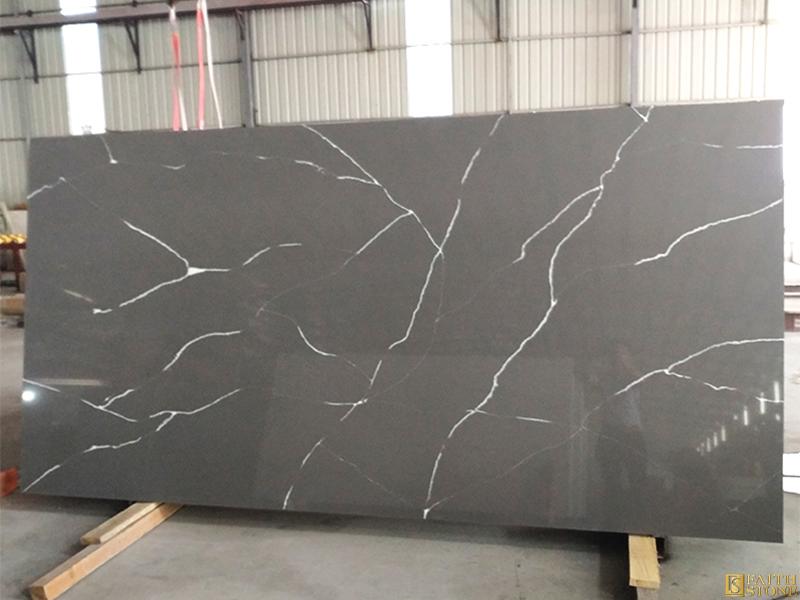 White Veins Grey Quartz slab