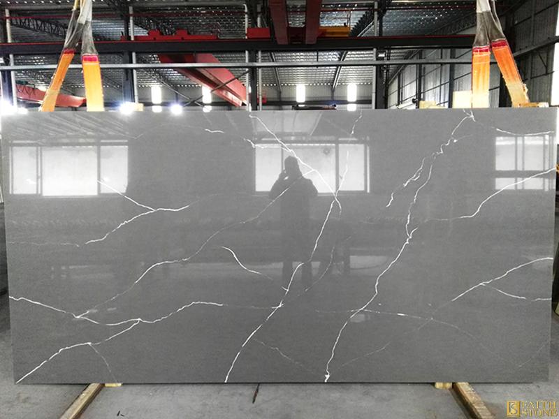 White Veins Grey Quartz slab