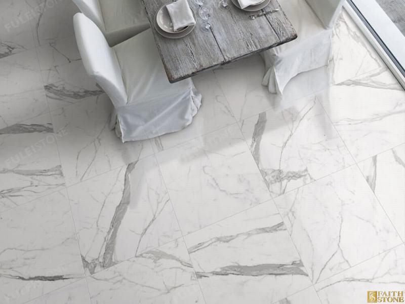 gorgeous white marble floor in statuario