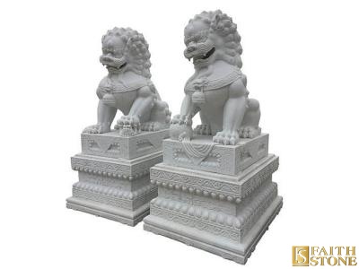 Marble Lion Foo Dogs Statues